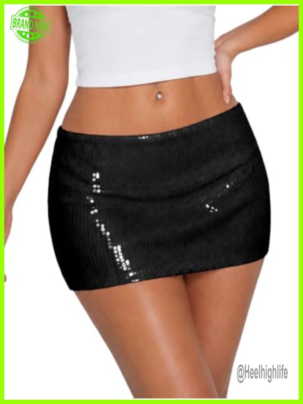 Sequin Mini Skort Low Rise Sparkly Glitter Bodycon Party Skirt